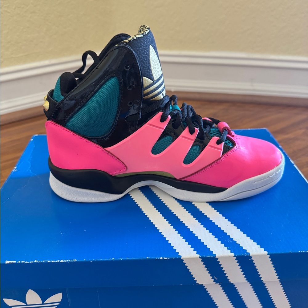 Adidas Bold Pink and Teal Sneakers